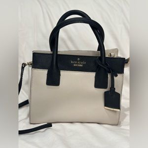 Kate Spade Square Tan and Black Handbag with Crossbody Strap